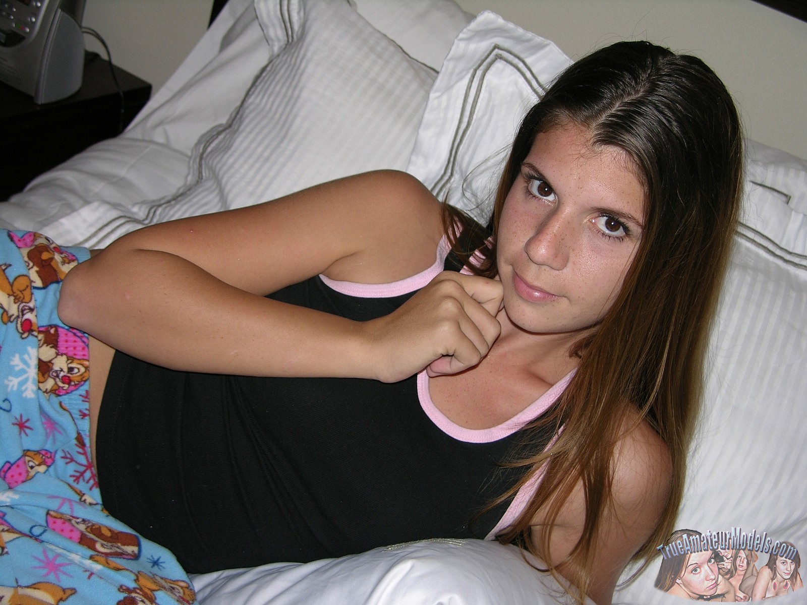 Amateur Nude Freckled Face Teen In Blue Pajamas
